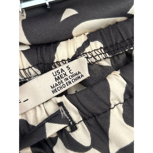 Black Tape Wide Leg Pants Abstract Print Palazzo Trouser Flowy Resort Chic Small - Picture 5 of 6